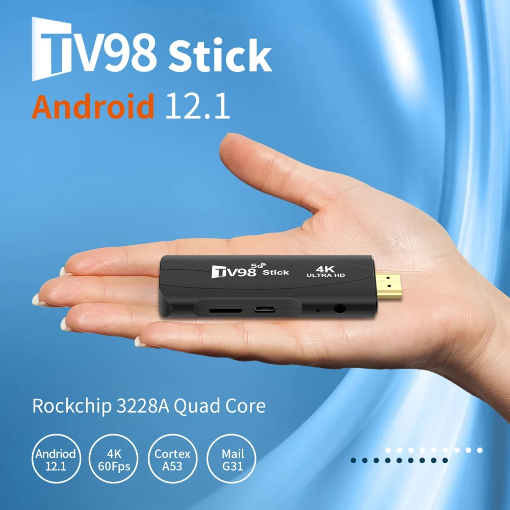 TV98 Android 12.1 TV Stick 4K HD 8GB 128GB TV Box 2.4G 5G Dual Wifi Smart TV Box Media Player with IR Remote - Image 4