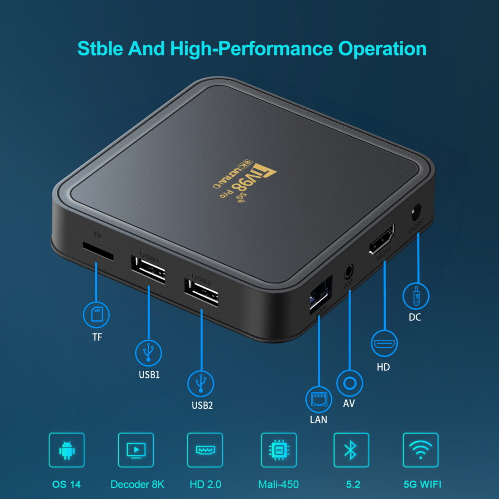 TV98 ATV Pro Smart TV Box Android 14 Allwinner H313 Quad Core 8K 4K 5G Dual Wifi BT5.0 Digital Voice Remote 2GB 16GB Set Top Box - Image 2