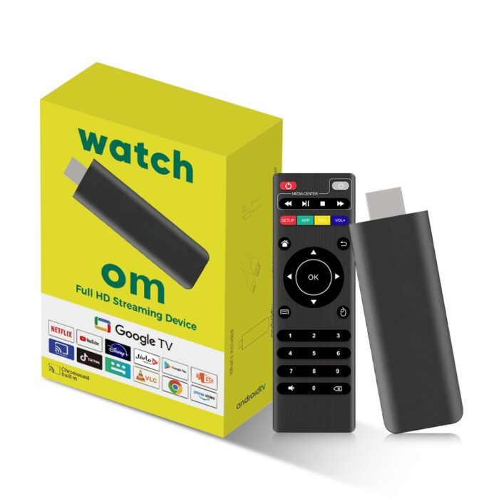 OM TV Stick Android 13 Amlogic S905 Quad Core 4k 2.4G Wifi Media Tv Stick with IR Remote