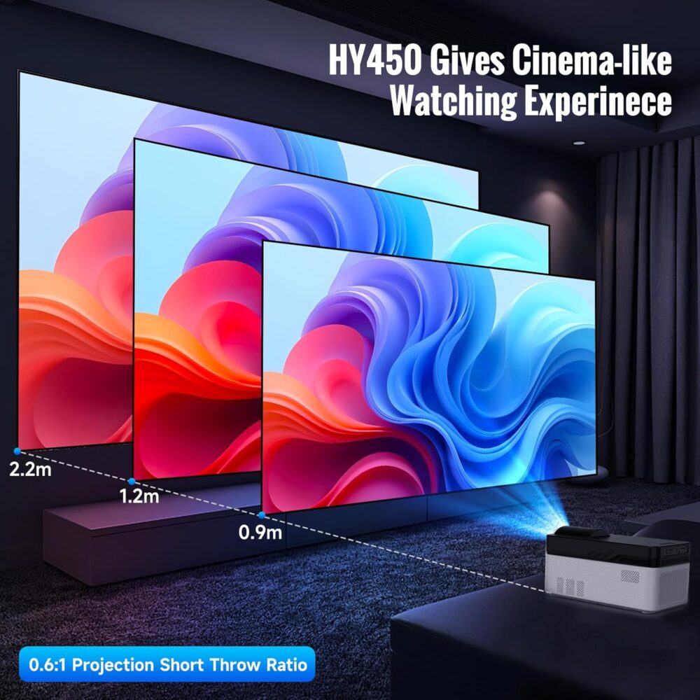 HY450 Pro android smart projector 1080p 8K wifi 6 electrical focus 700ansi ultra short distance 2G+32G - Image 4